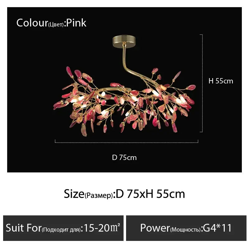 Decorbites agate branch chandelier gold glass dining room light