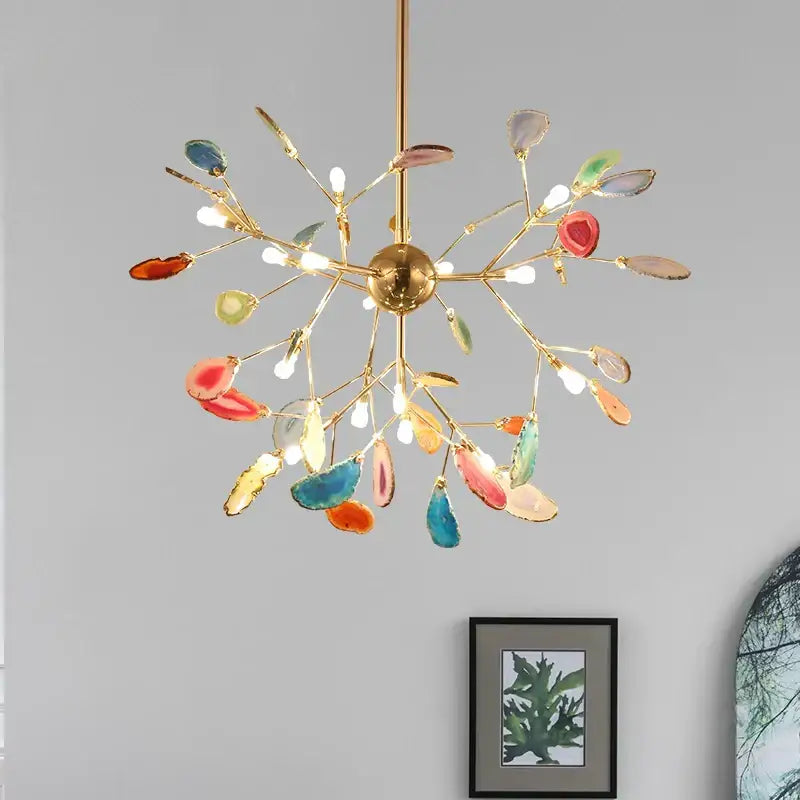 Decorbites agate branch chandelier gold glass dining room light
