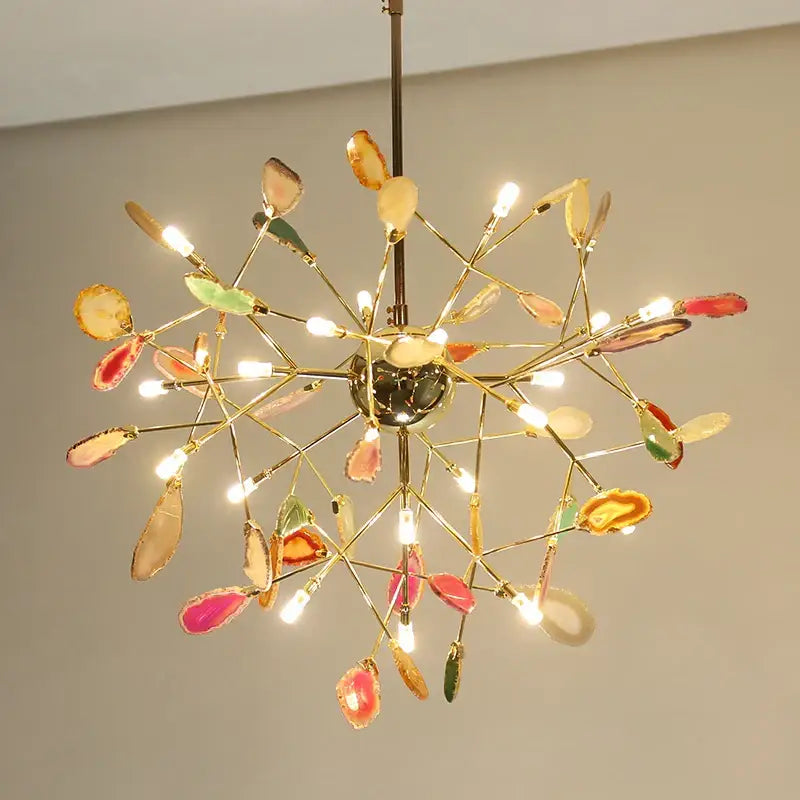 Decorbites agate branch chandelier gold glass dining room light