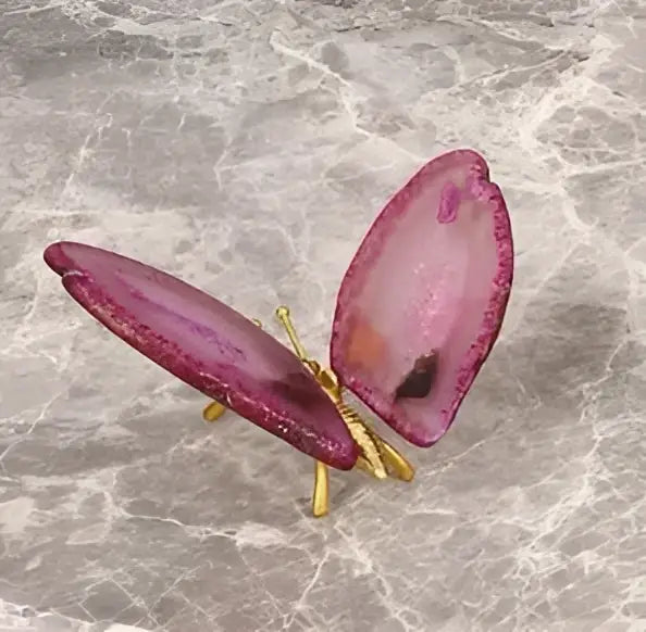 Decorbites agate butterfly ornament set living room brass decor