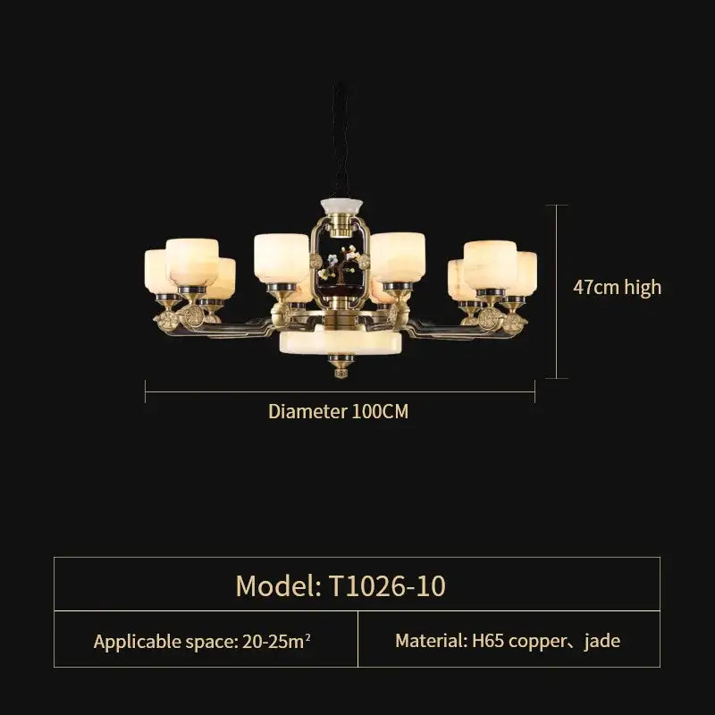 Branch design brass and frosted glass copper jade chandelier living room