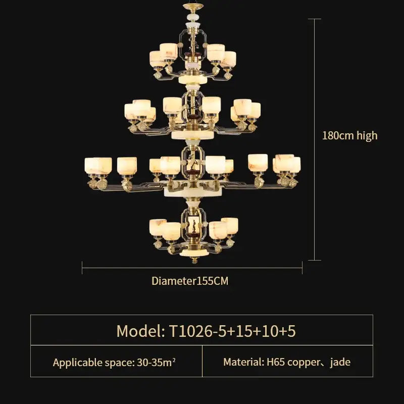 Branch design brass and frosted glass copper jade chandelier living room