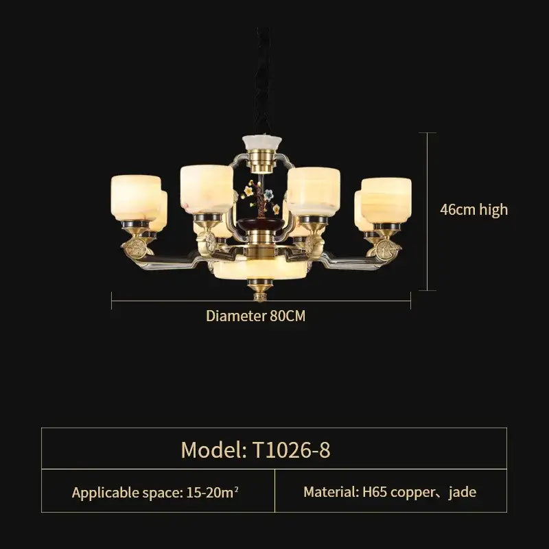 Branch design brass and frosted glass copper jade chandelier living room