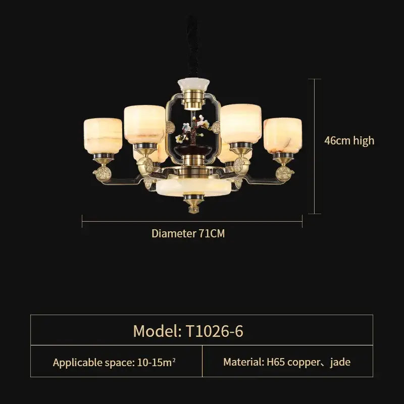 Branch design brass and frosted glass copper jade chandelier living room