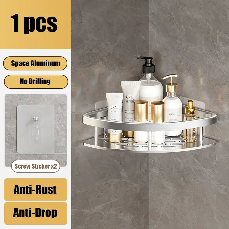 Black metal aluminum corner shelf organizer kitchen storage