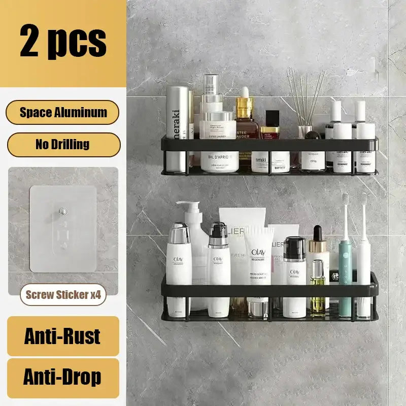 Black metal aluminum corner shelf organizer kitchen storage