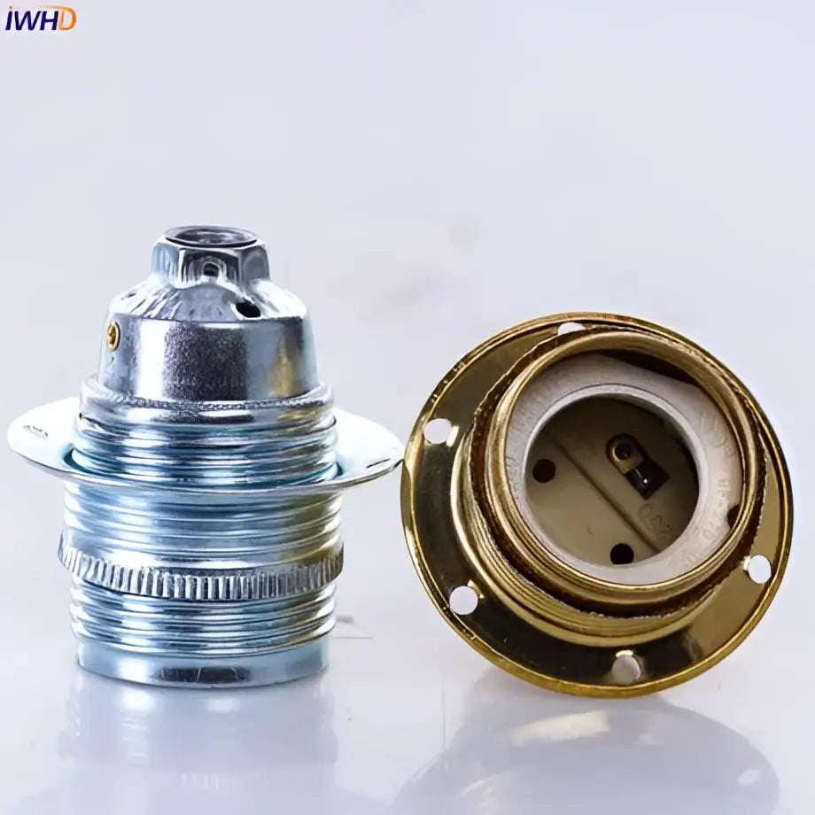 Vintage gold & silver e27 lamp holder – living room threaded socket