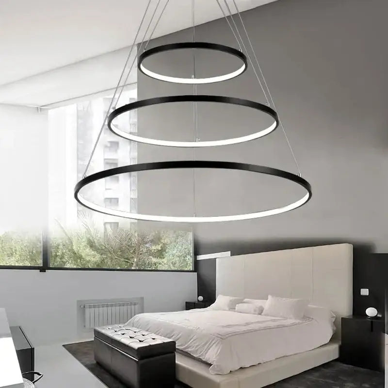 Modern gold aluminum ring chandelier for kitchen and living room