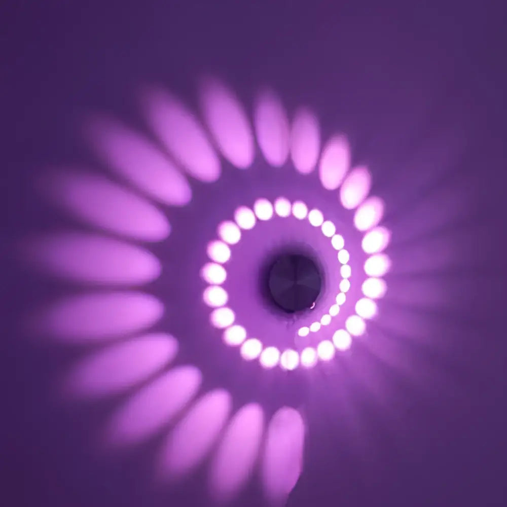 Blue aluminum spiral led wall lamp for bedroom circular light patterns