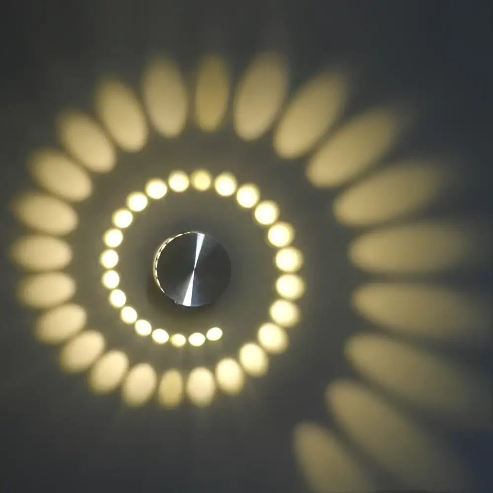 Blue aluminum spiral led wall lamp for bedroom circular light patterns