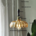 Vintage amber flower glass pendant lamp for kitchen living room