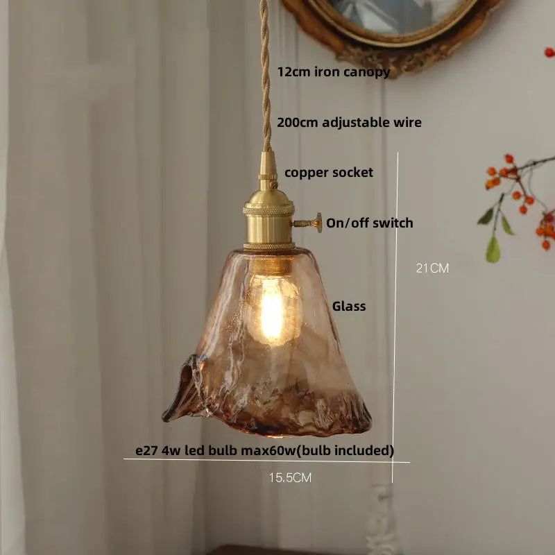 Amber textured glass led pendant lamp for kitchen and dining room