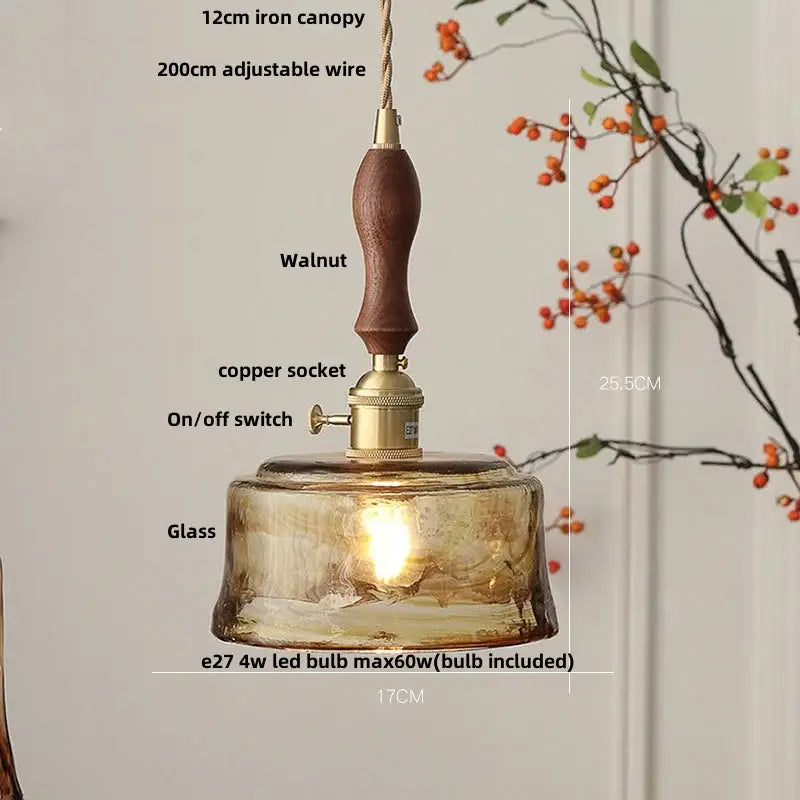 Amber textured glass led pendant lamp for kitchen and dining room
