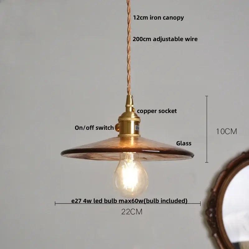 Amber textured glass led pendant lamp for kitchen and dining room