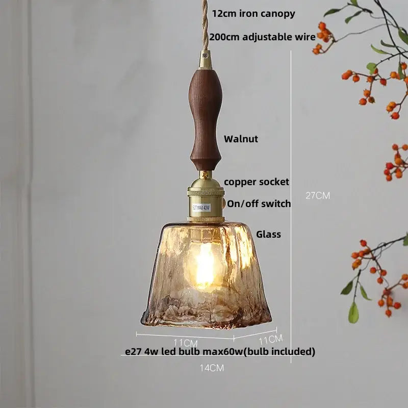 Amber textured glass led pendant lamp for kitchen and dining room