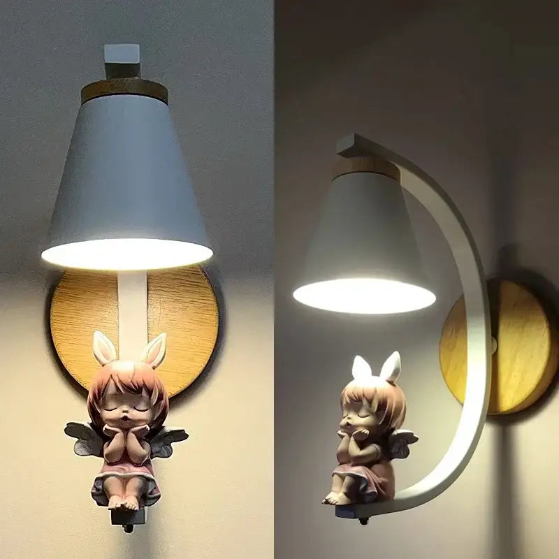 White and pink angel girl bedroom wall sconces led light fixtures