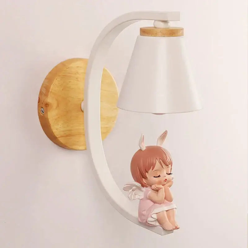 White and pink angel girl bedroom wall sconces led light fixtures