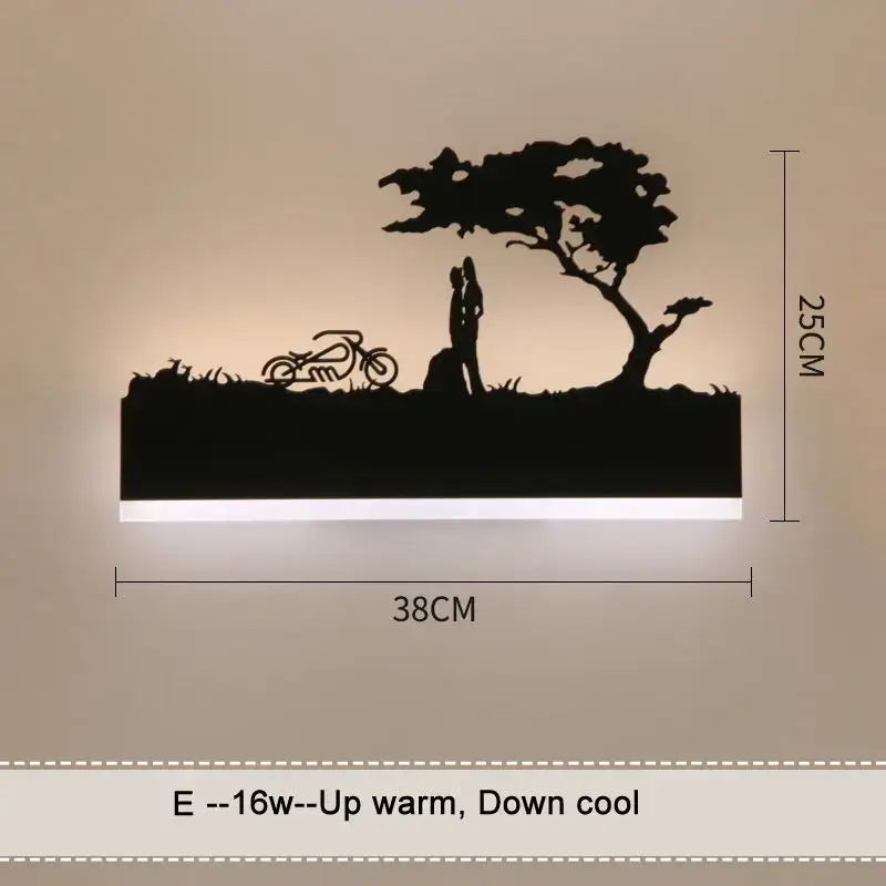 Black metal elephant silhouette animal wall lamps for living room