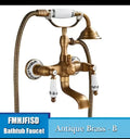 Antique brass floral shower mixer set bathroom faucet with ceramic handle