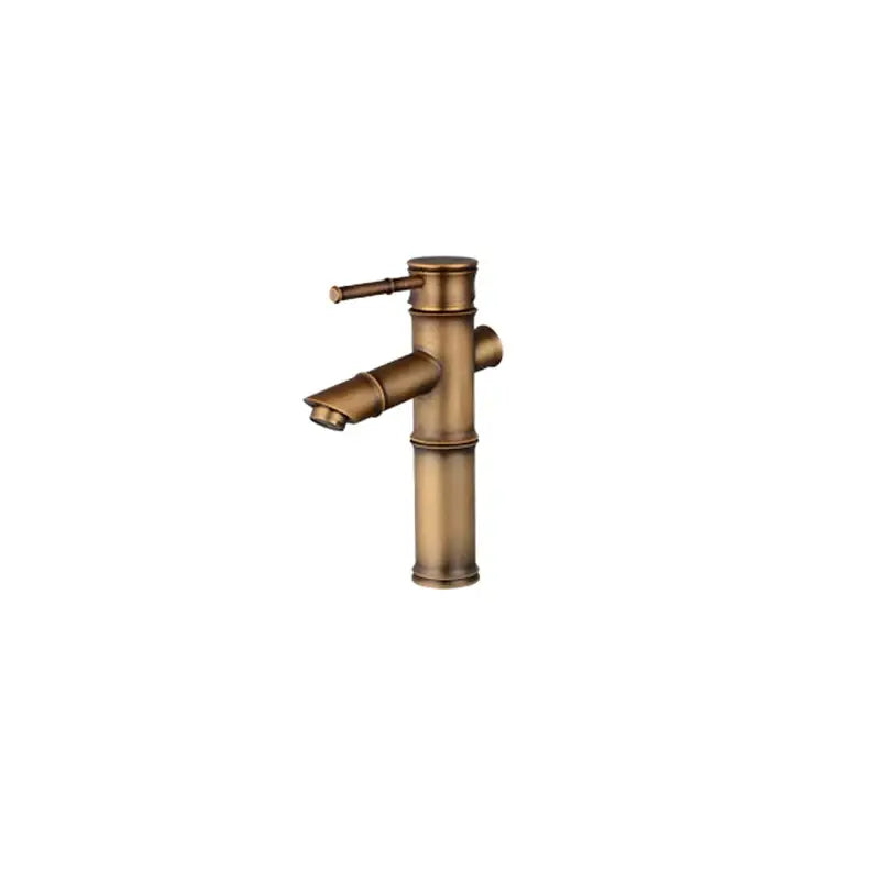 Antique brass bamboo basin faucet bathroom single handle tap
