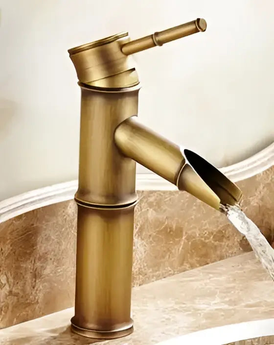Antique brass bamboo single handle basin faucet bathroom fixture