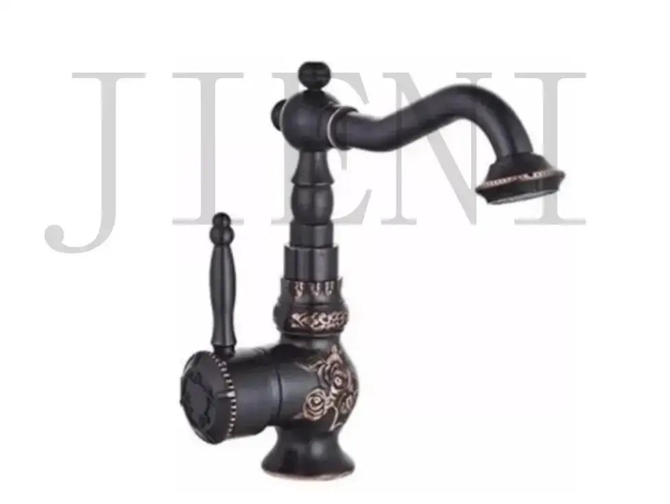 Antique brass floral basin faucet kitchen art design mixer tap