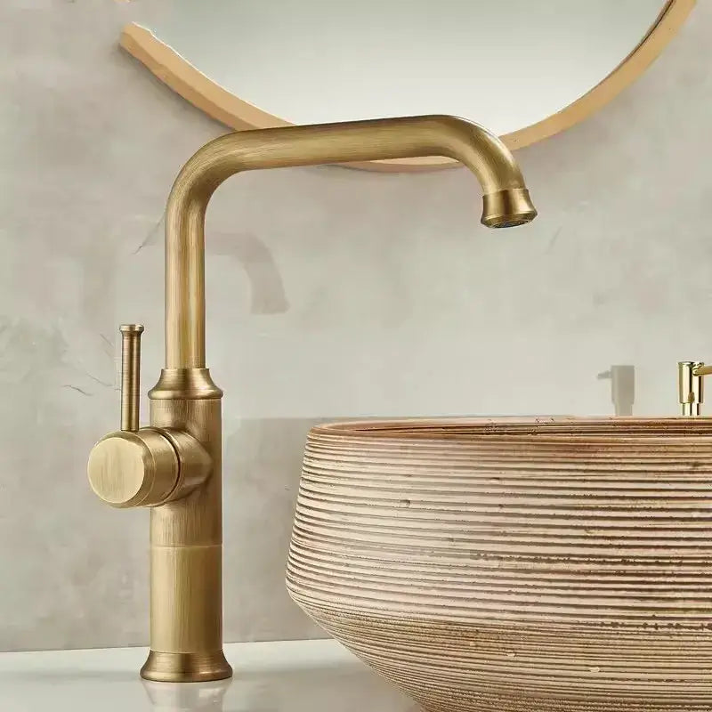 Antique brass basin faucet – bathroom single lever tap
