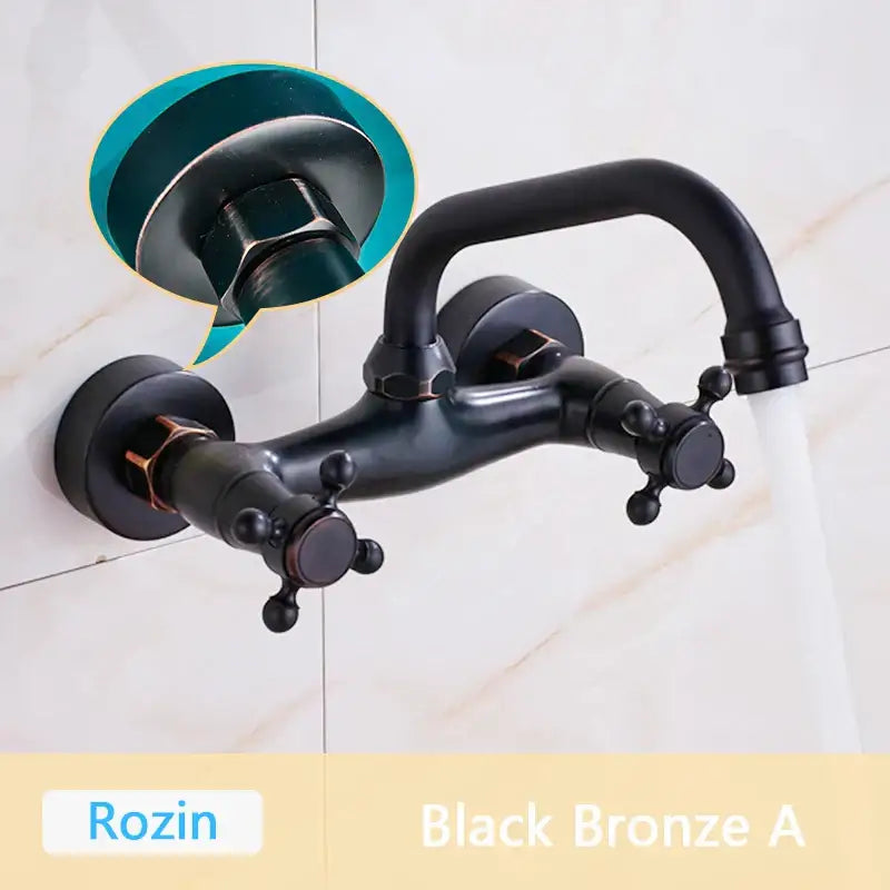 Antique brass basin faucet wall mounted bathroom swivel mixer tap