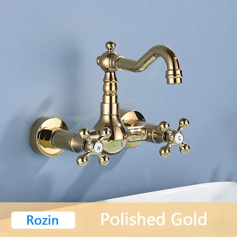 Antique brass basin faucet wall mounted bathroom swivel mixer tap
