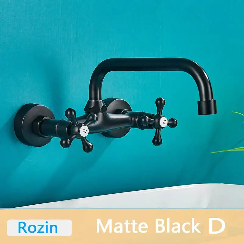 Antique brass basin faucet wall mounted bathroom swivel mixer tap