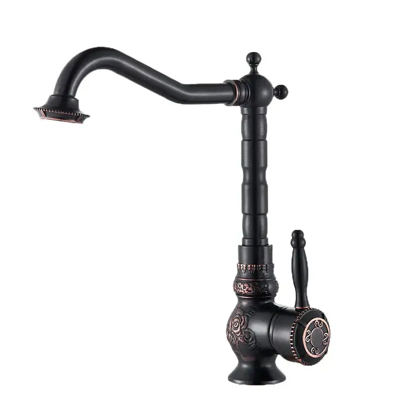 Antique brass ornate single handle faucet – bathroom sink tap