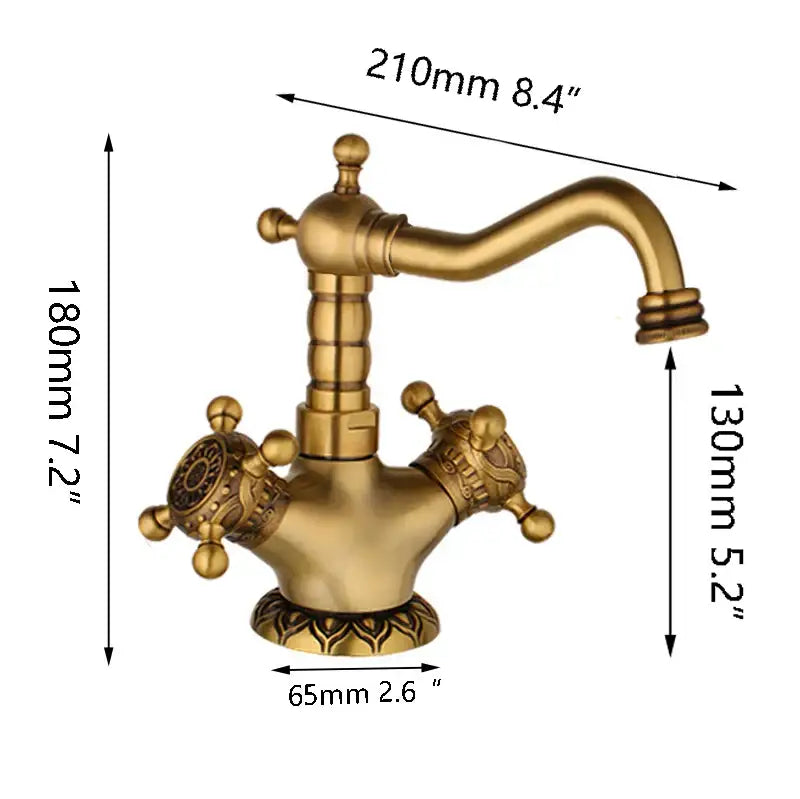 Antique brass carved waterfall faucet bathroom mixer tap