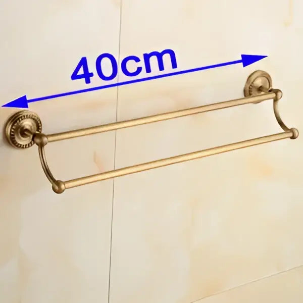 Antique brass double towel bar rack – bathroom ornate wall mount