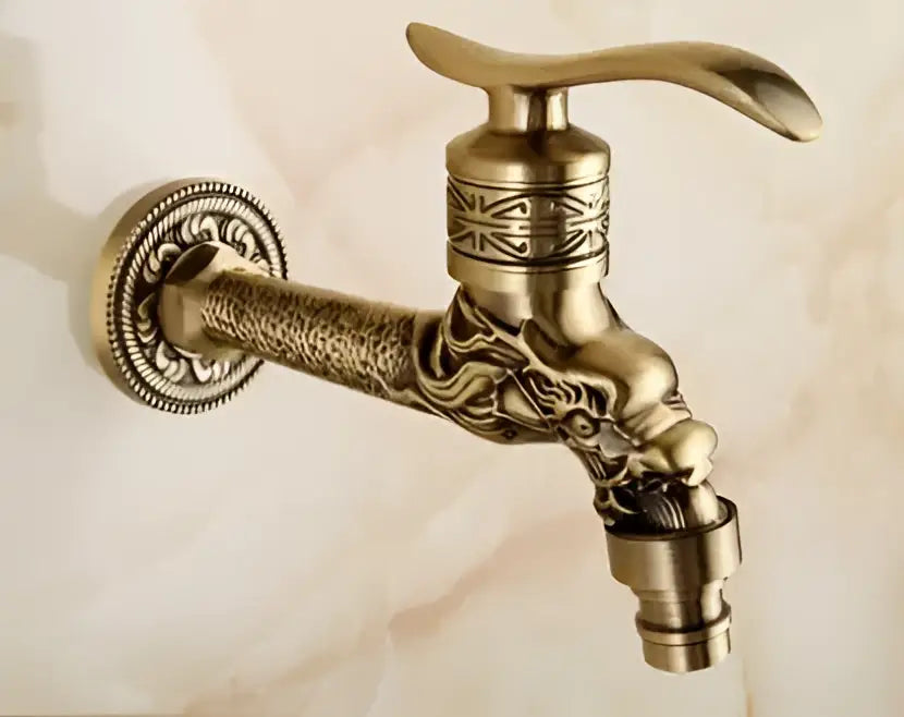 Antique brass dragon outdoor washing machine faucet garden tap