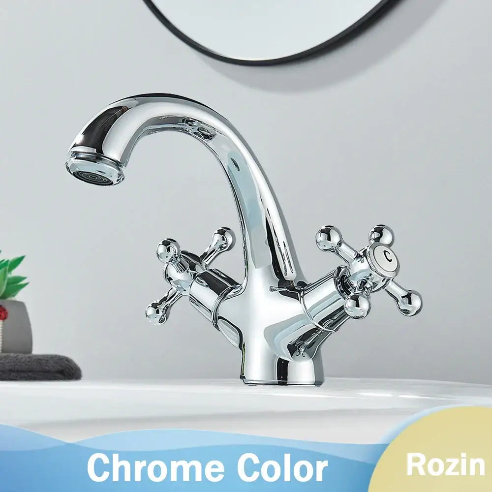 Antique brass dual handle basin faucet bathroom mixer tap