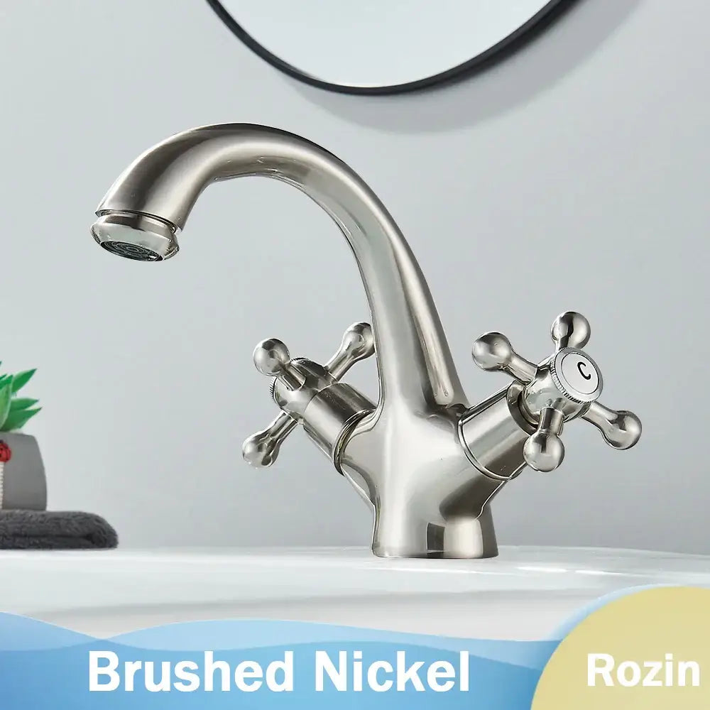 Antique brass dual handle basin faucet bathroom mixer tap