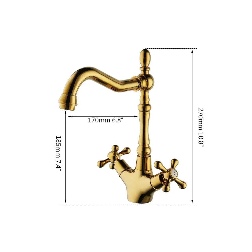 Antique brass dual handle kitchen faucet with swivel spout