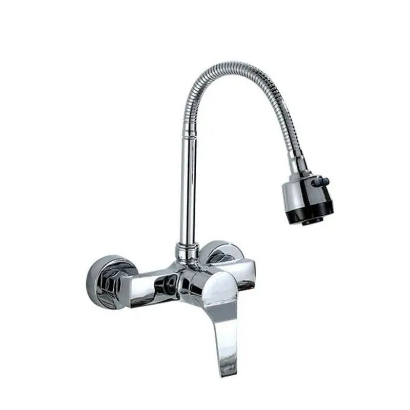 Antique brass dual handle wall mount kitchen faucet