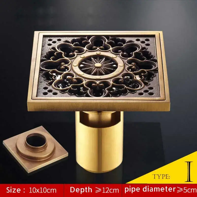 Antique brass fish style shower drain bathroom floor drainer