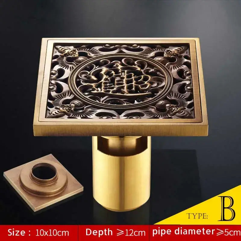 Antique brass fish style shower drain bathroom floor drainer