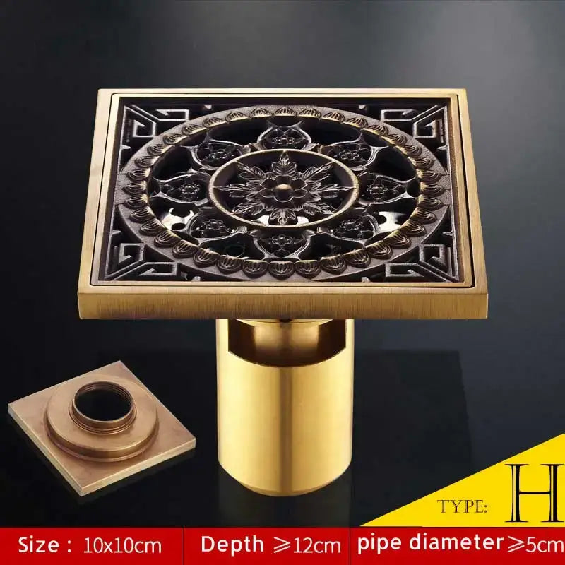 Antique brass fish style shower drain bathroom floor drainer