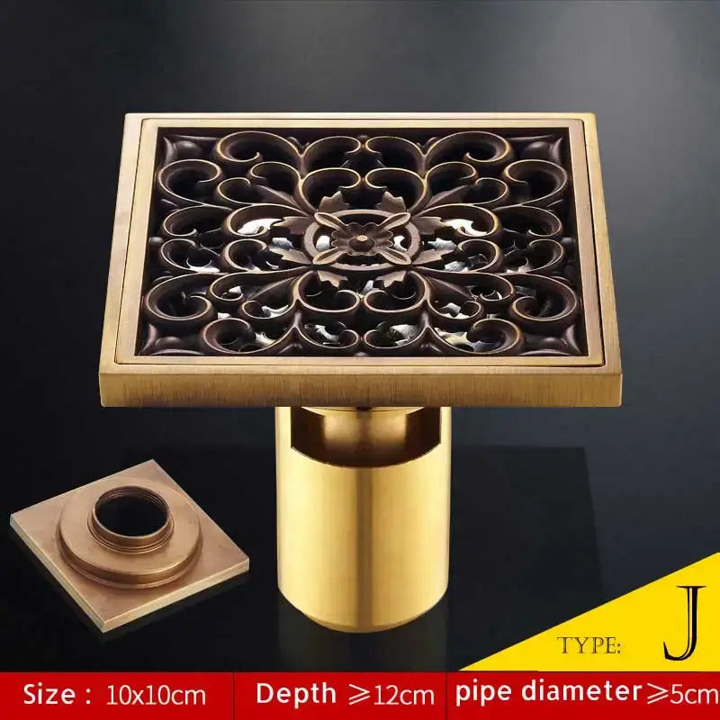 Antique brass fish style shower drain bathroom floor drainer