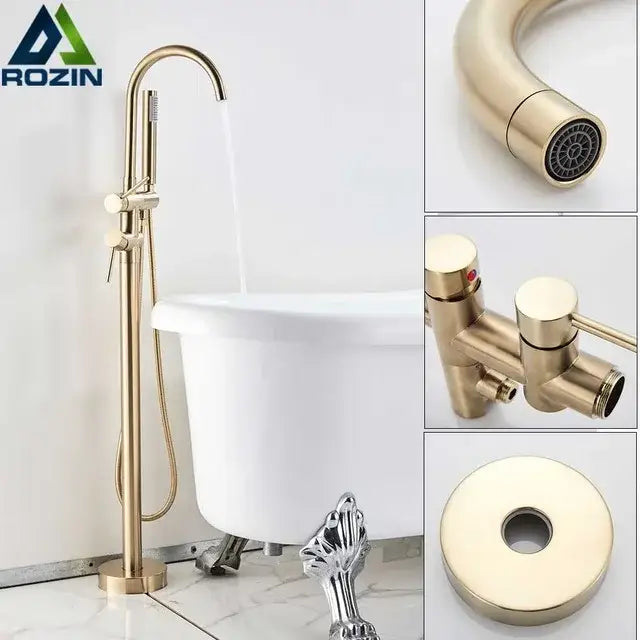 Antique brass swivel spout mixer tap bathroom freestanding faucet