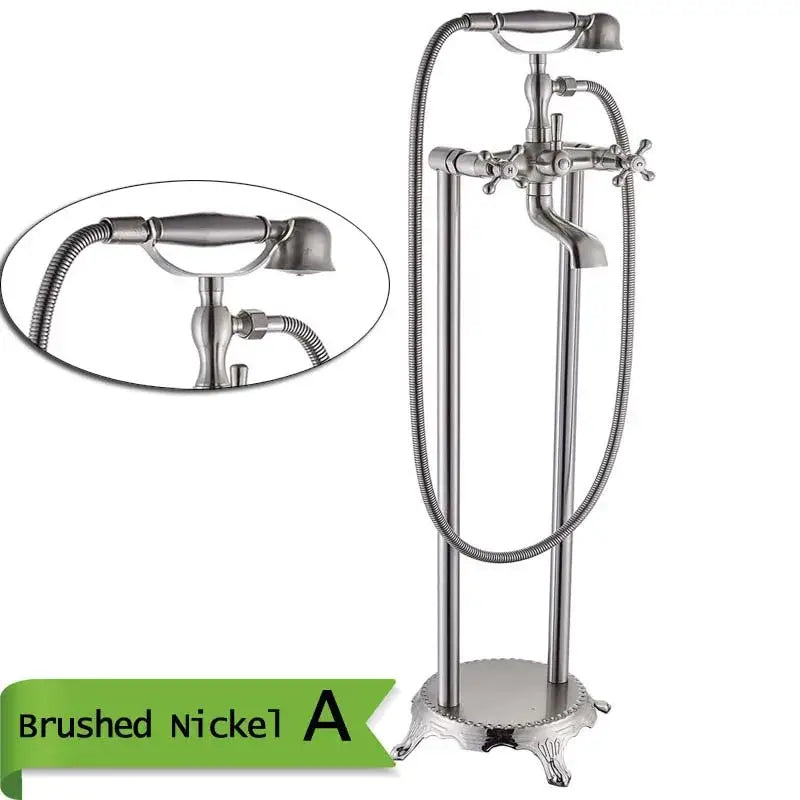 Antique brass freestanding bathtub faucet with hand shower bathroom