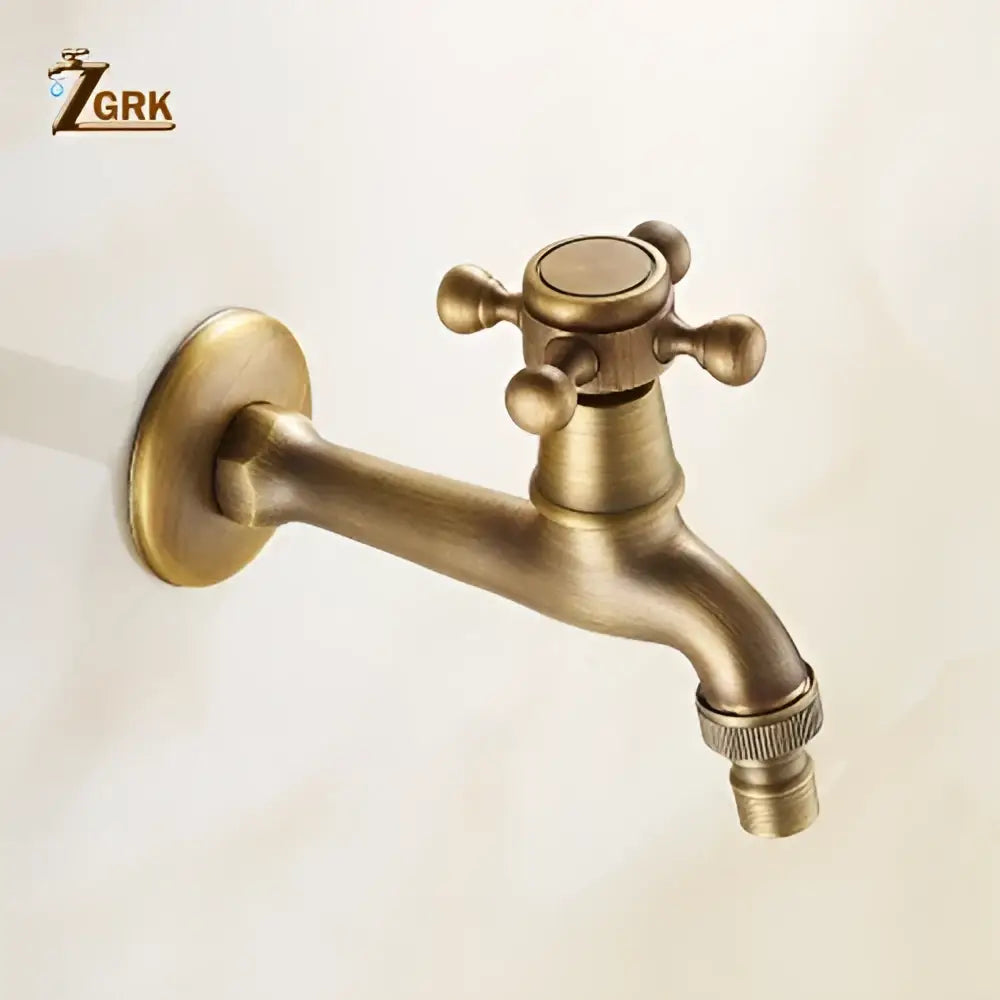 Antique brass garden bibcock tap outdoor cross handle faucet