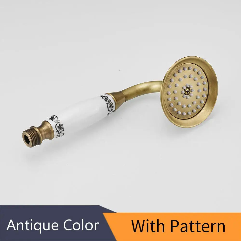 Antique brass and white ceramic hand held shower bathroom faucet