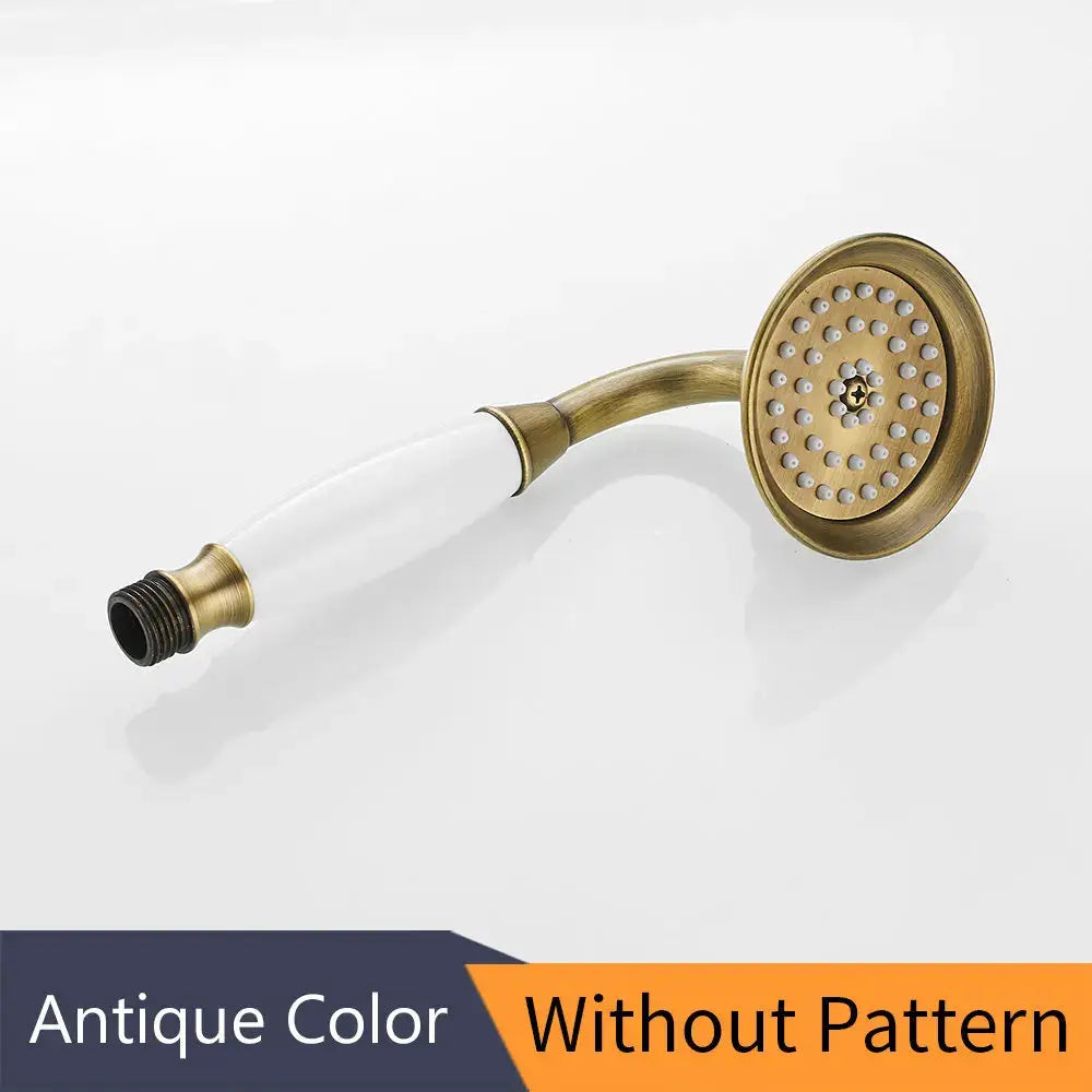 Antique brass and white ceramic hand held shower bathroom faucet