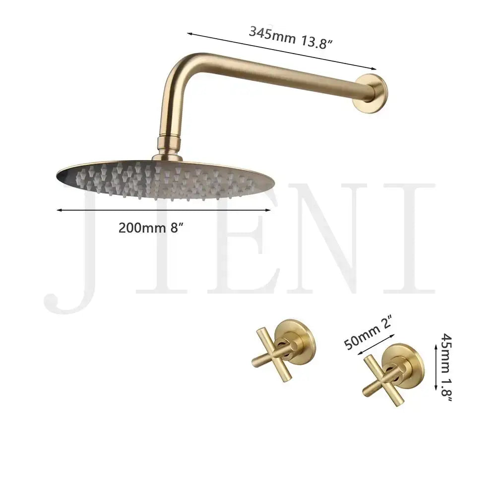 Antique brass round rainfall shower faucet set bathroom fixtures