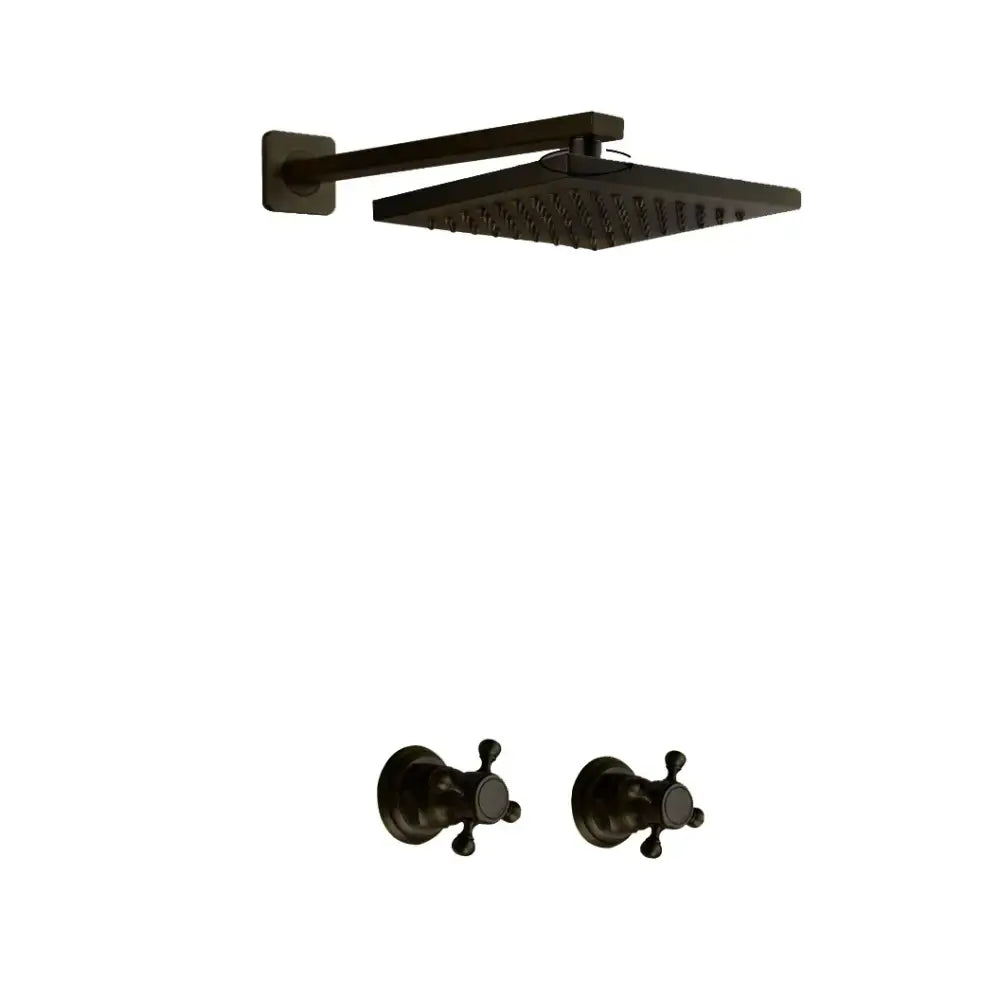 Antique brass round rainfall shower faucet set bathroom fixtures