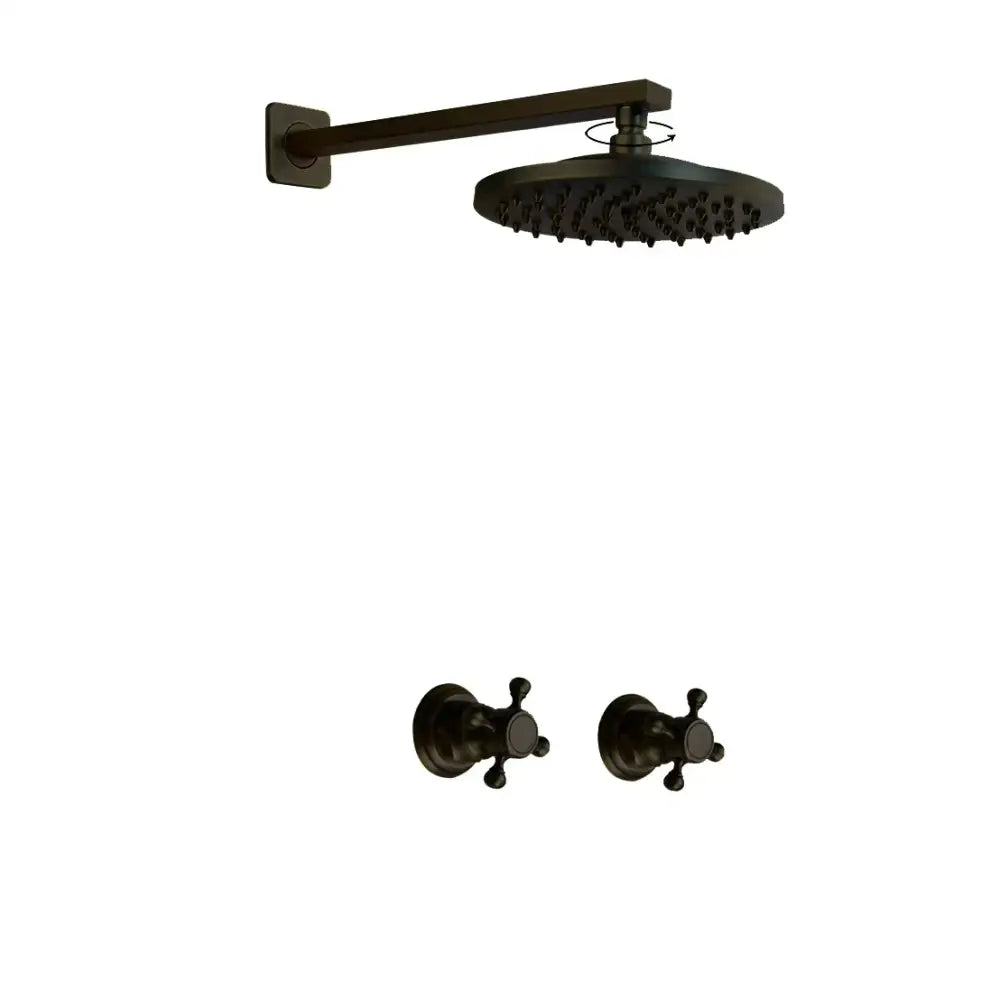 Antique brass round rainfall shower faucet set bathroom fixtures